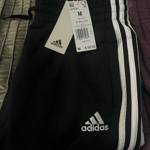 Adidas Black Joggers with White Stripes- NWT- Womens Medium